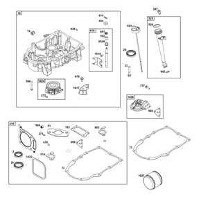 Crankcase Cover/Sump Group Diagram and Parts List for 389575-0117-E1  Briggs and Stratton Engine